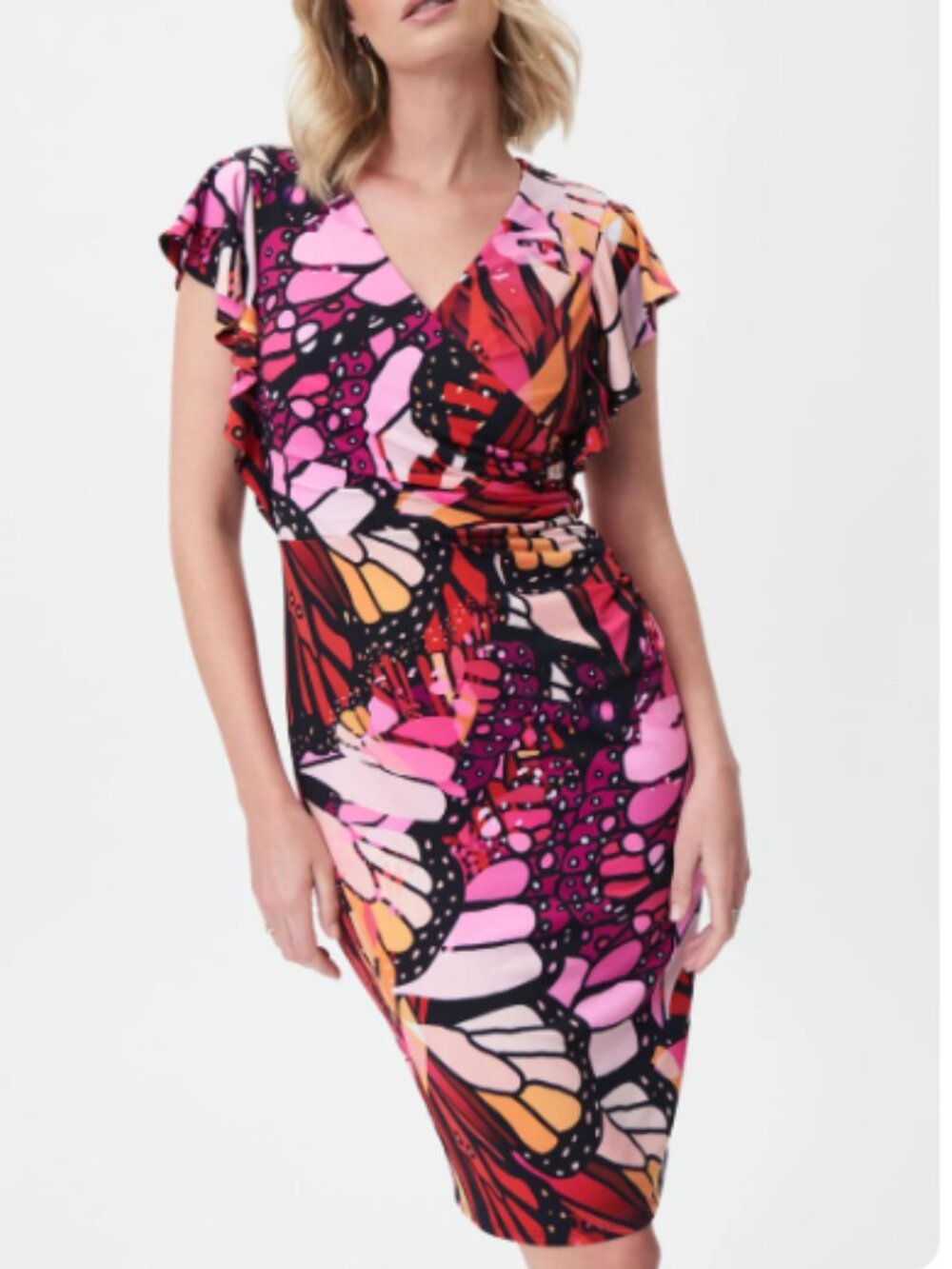 NWT! Joseph Ribkoff Multi Color Butterfly Dress Size 8 RET $244